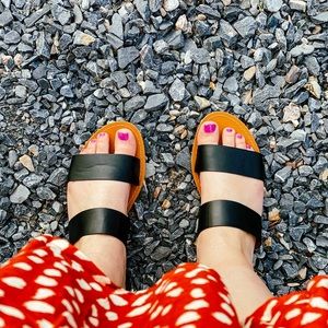 Brand New Womens Black Slip-On Sandals